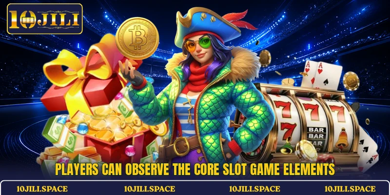 Players can observe the core slot game elements